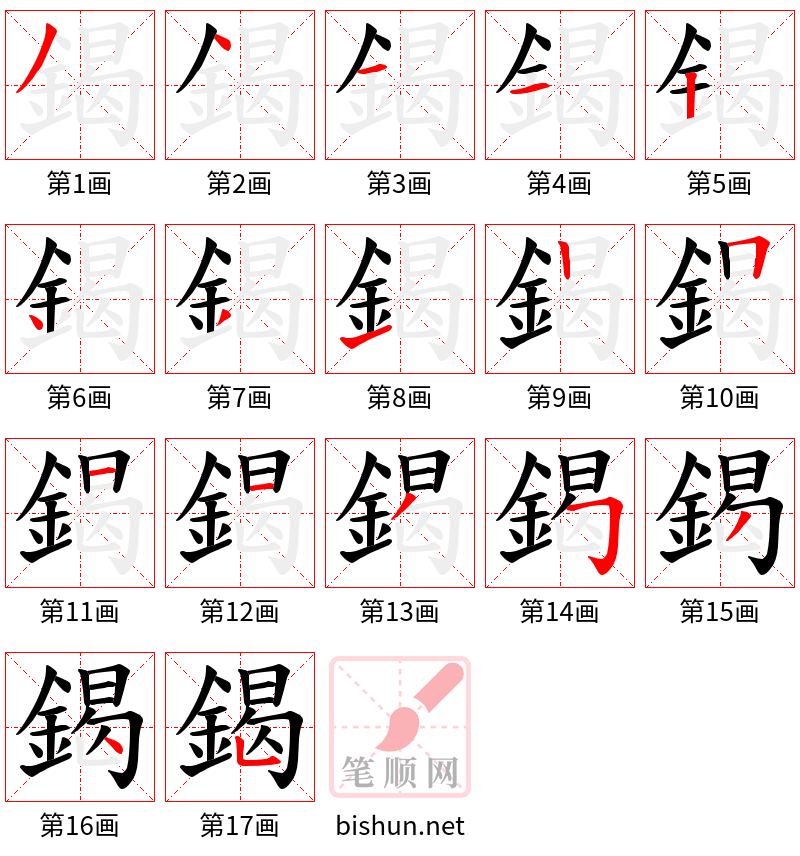 鍻 笔顺规范