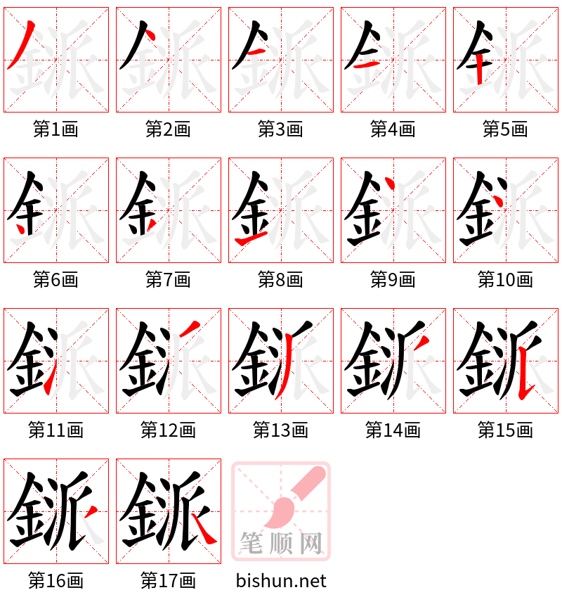 鎃 笔顺规范