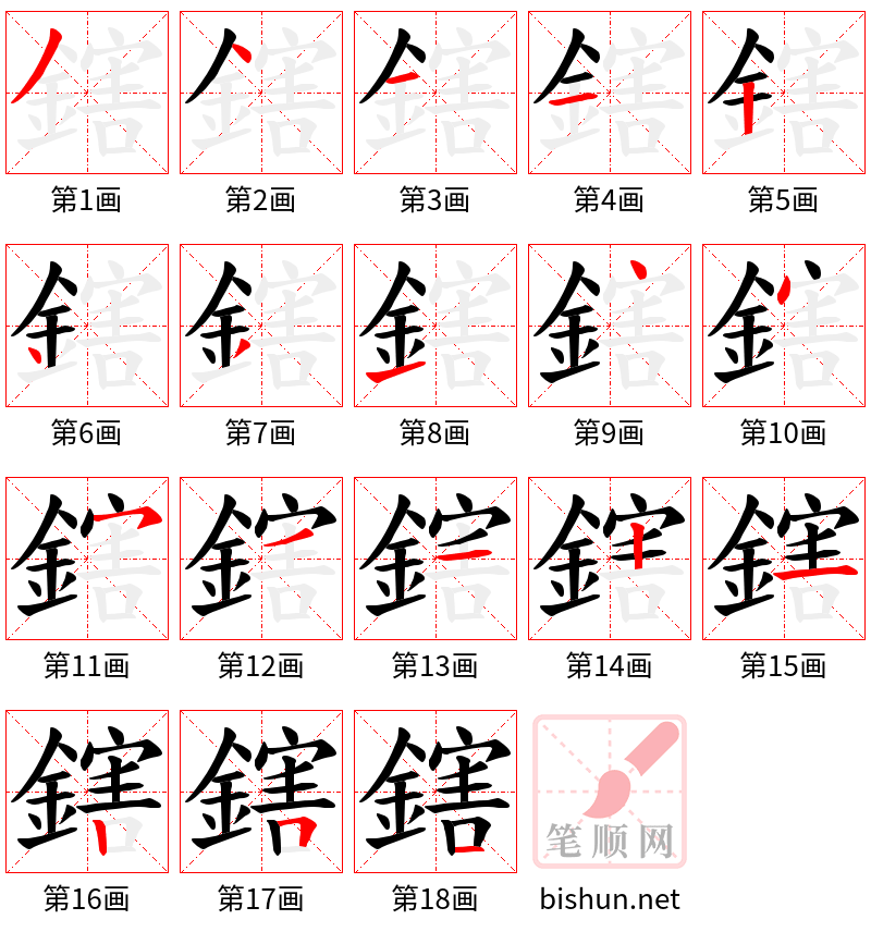 鎋 笔顺规范