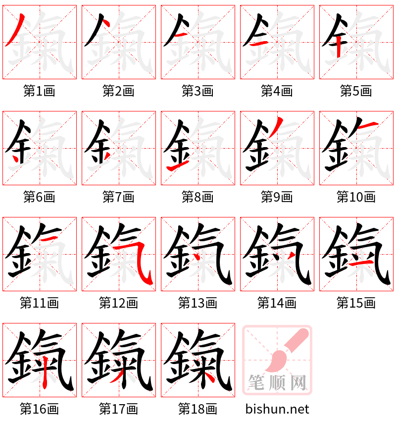 鎎 笔顺规范