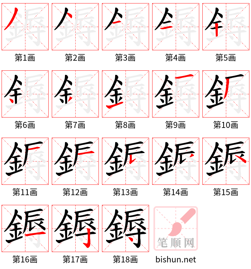 鎒 笔顺规范