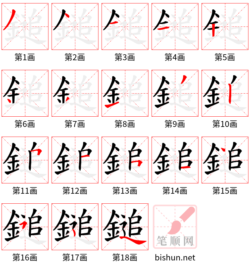 鎚 笔顺规范