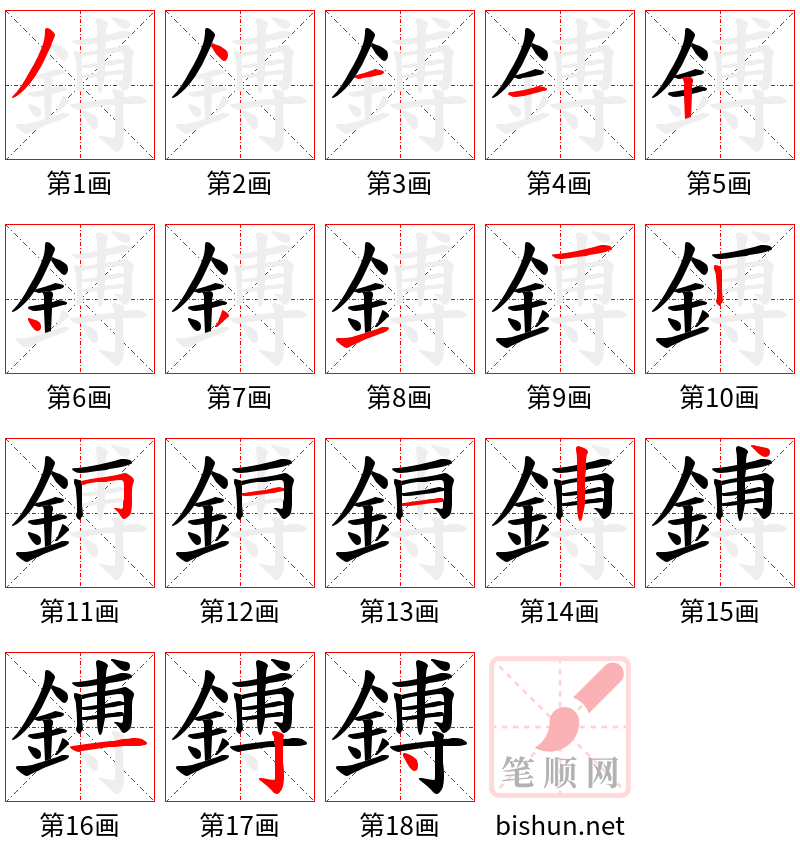 鎛 笔顺规范