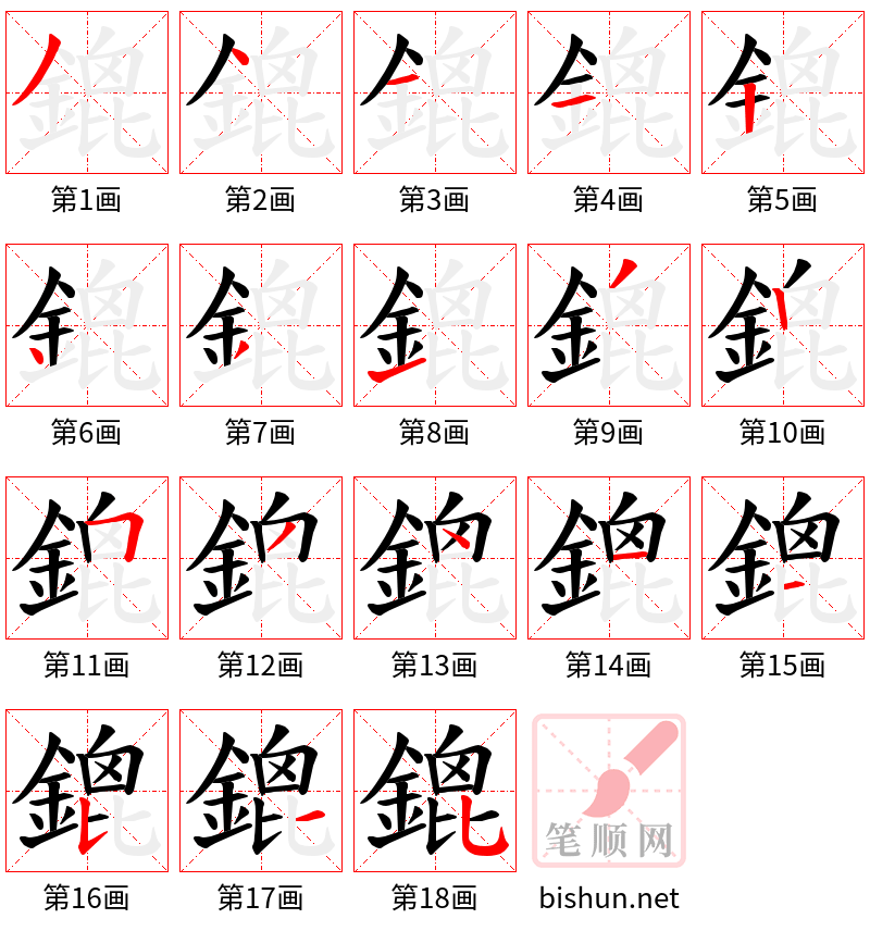 鎞 笔顺规范