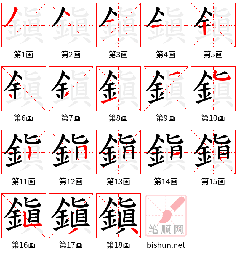 鎭 笔顺规范