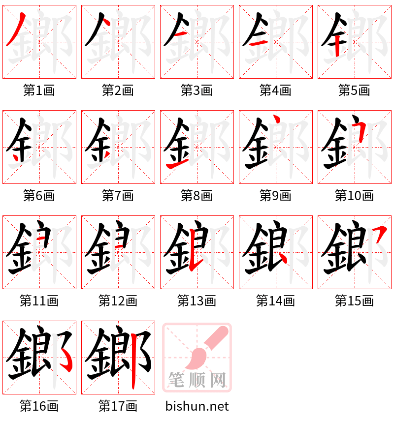 鎯 笔顺规范