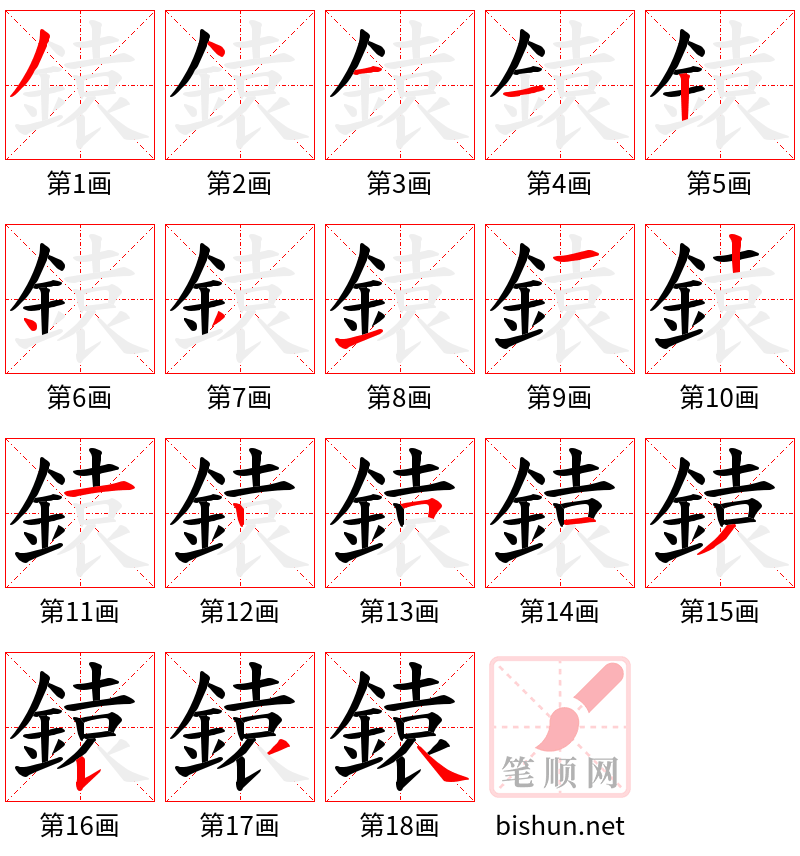 鎱 笔顺规范