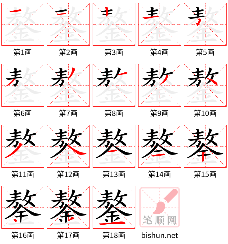 鏊 笔顺规范