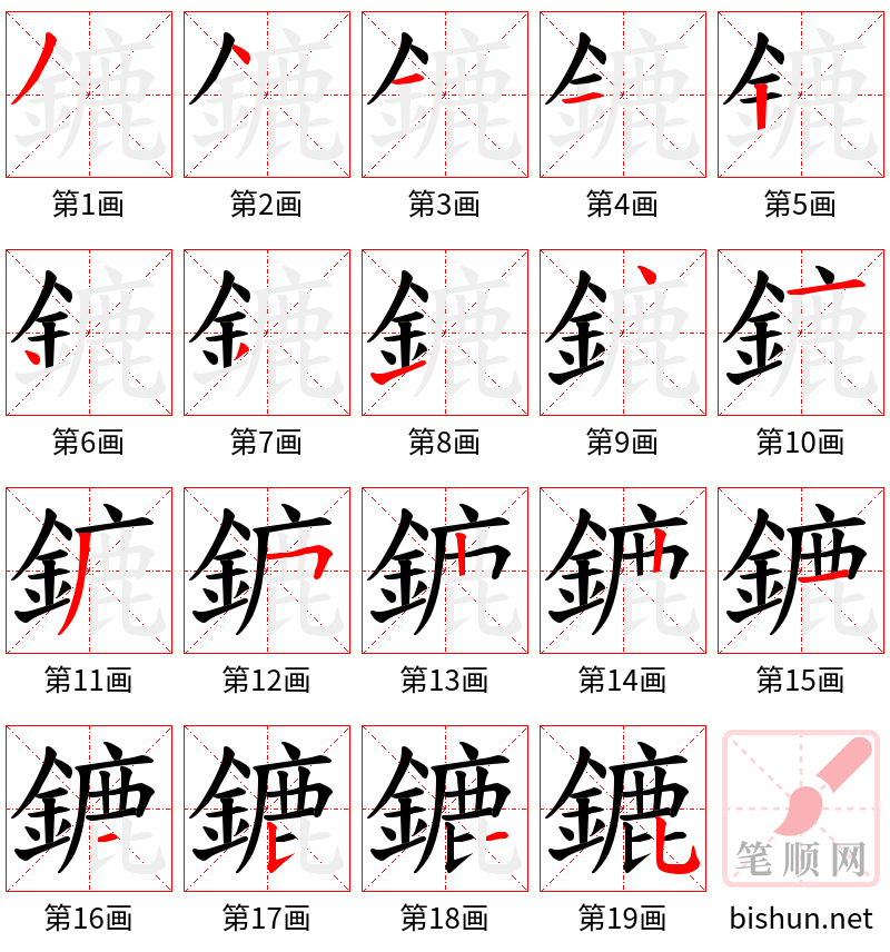 鏕 笔顺规范