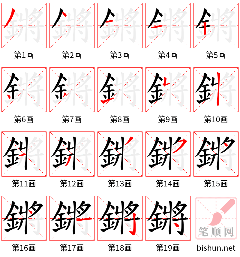 鏘 笔顺规范