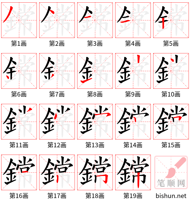 鏛 笔顺规范