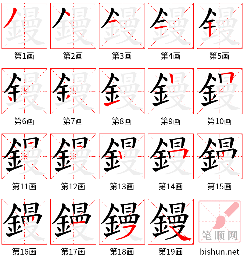 鏝 笔顺规范