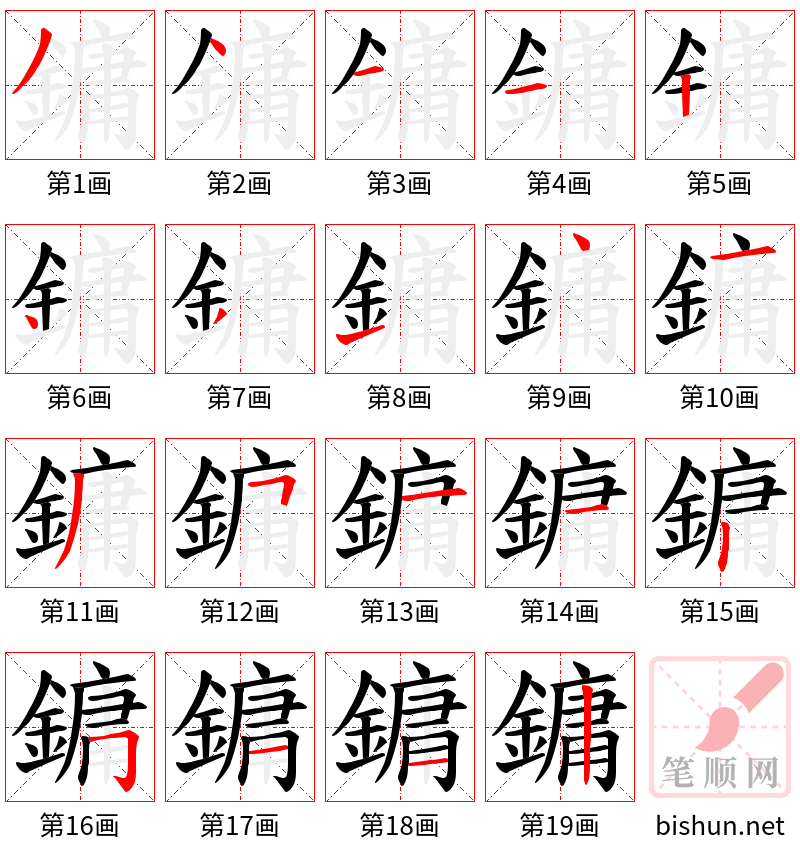 鏞 笔顺规范