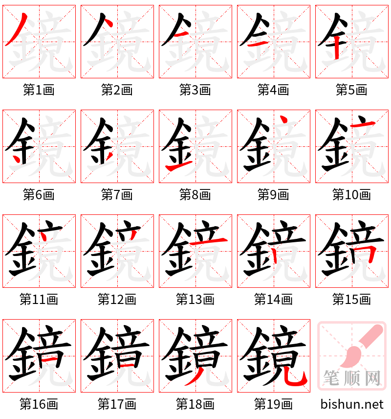 鏡 笔顺规范