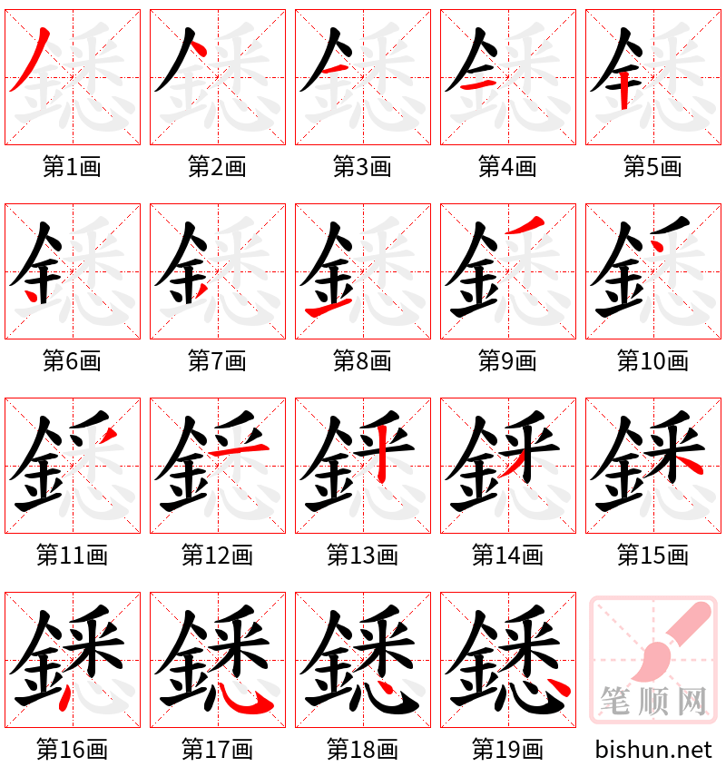 鏭 笔顺规范