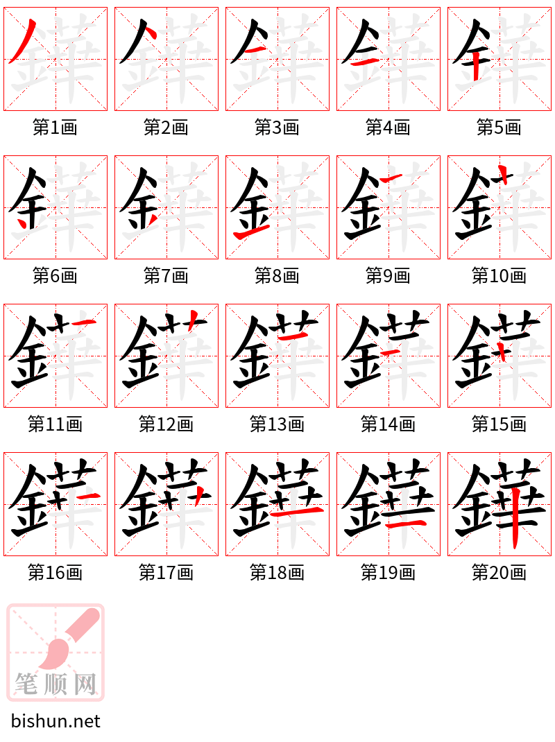 鏵 笔顺规范