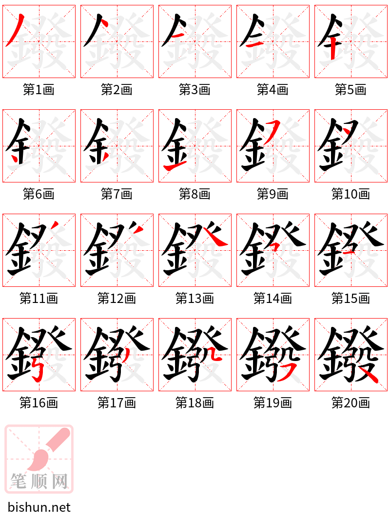 鏺 笔顺规范