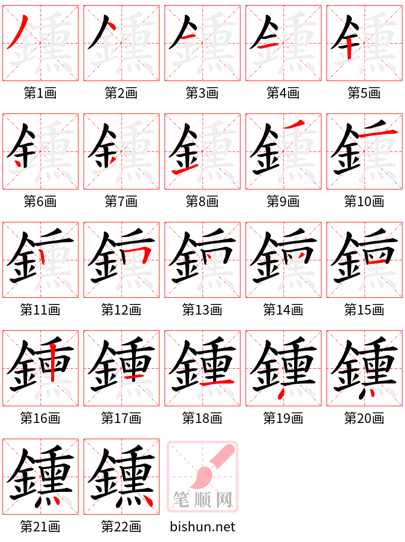 鑂 笔顺规范