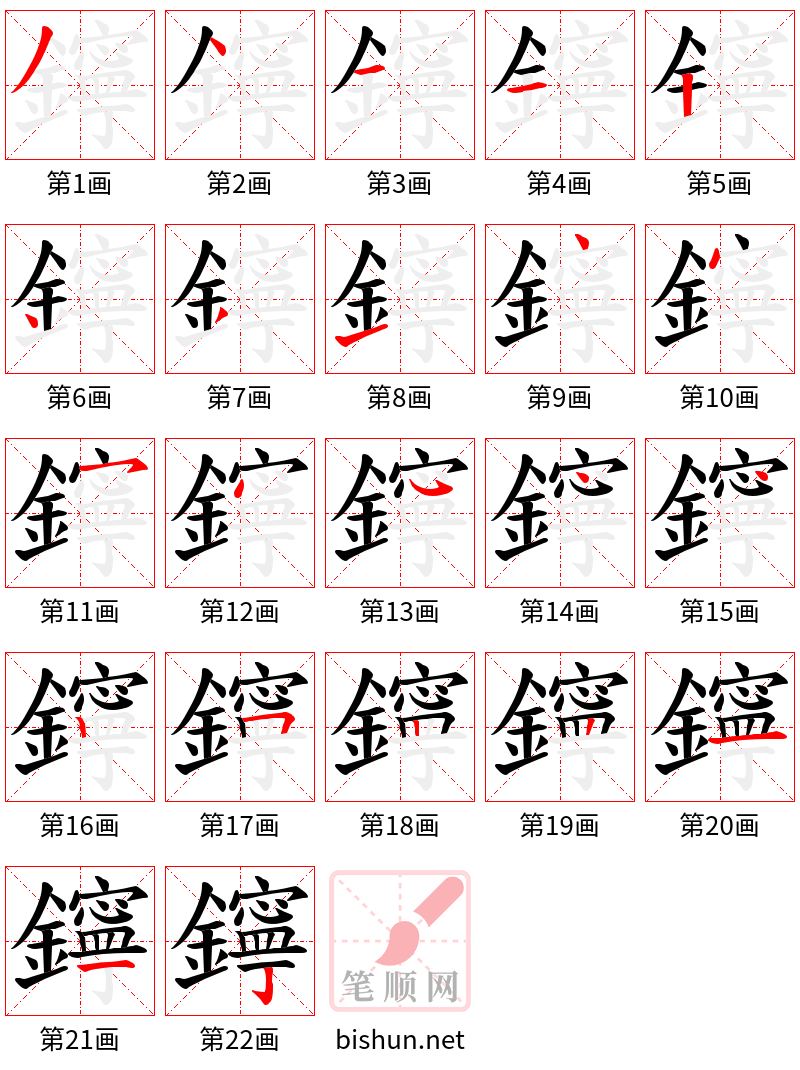 鑏 笔顺规范