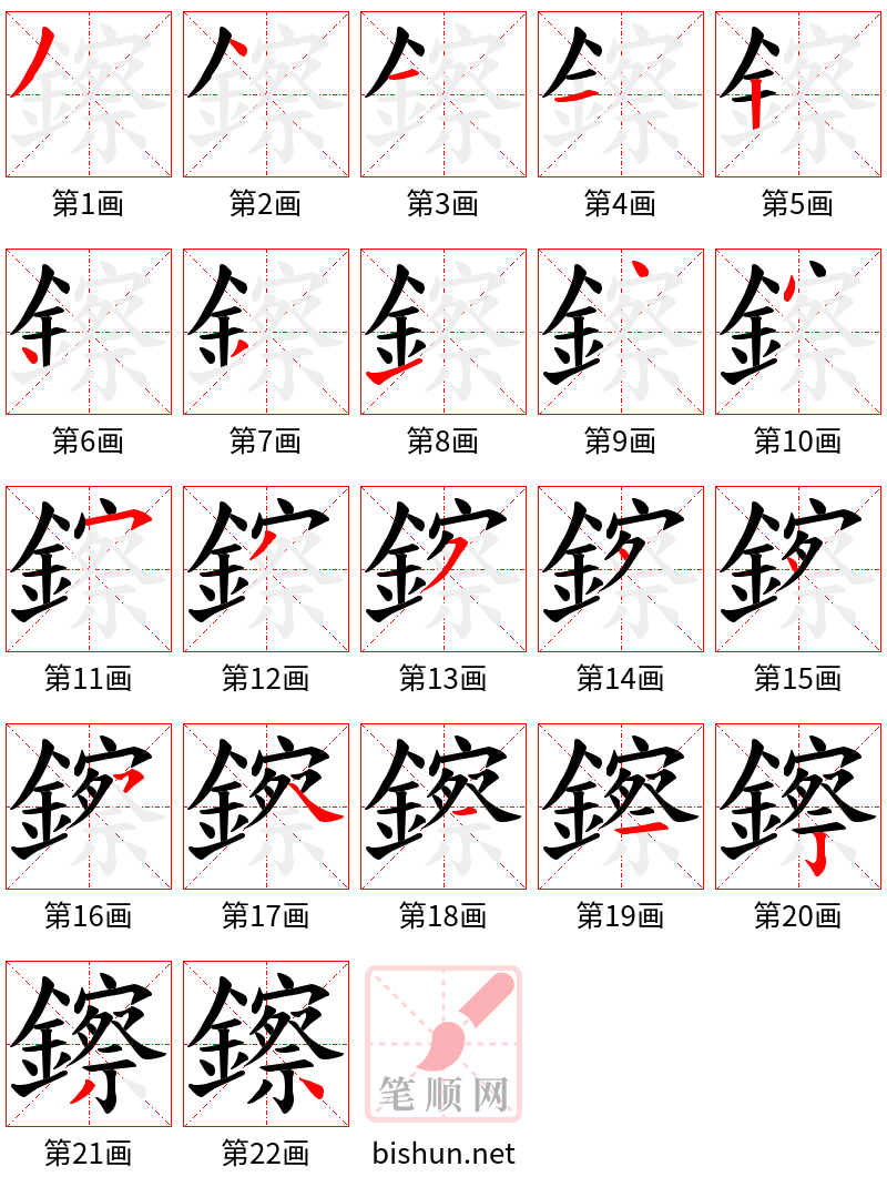 鑔 笔顺规范