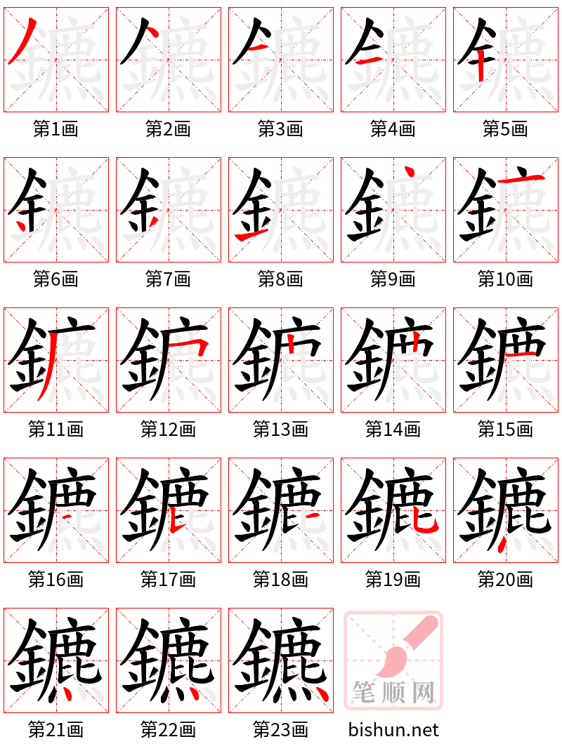 鑣 笔顺规范