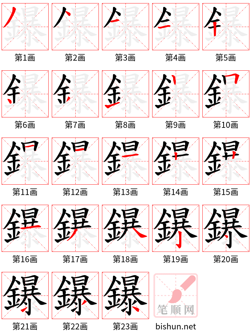 鑤 笔顺规范