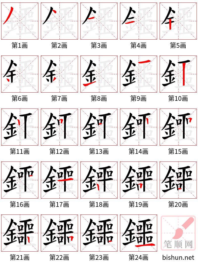 鑩 笔顺规范