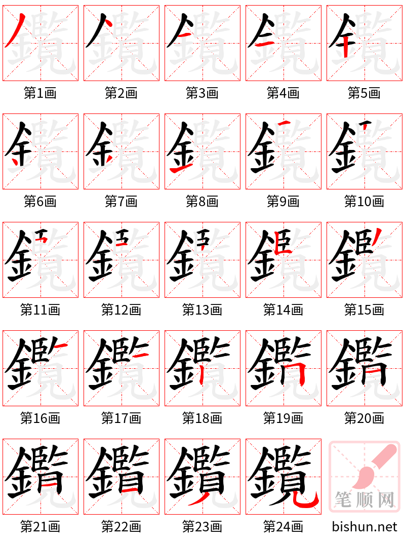 鑬 笔顺规范