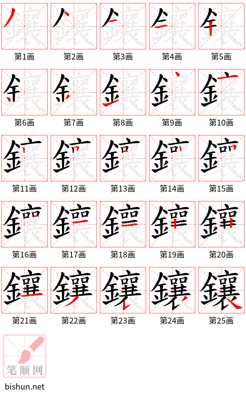 鑲 笔顺规范