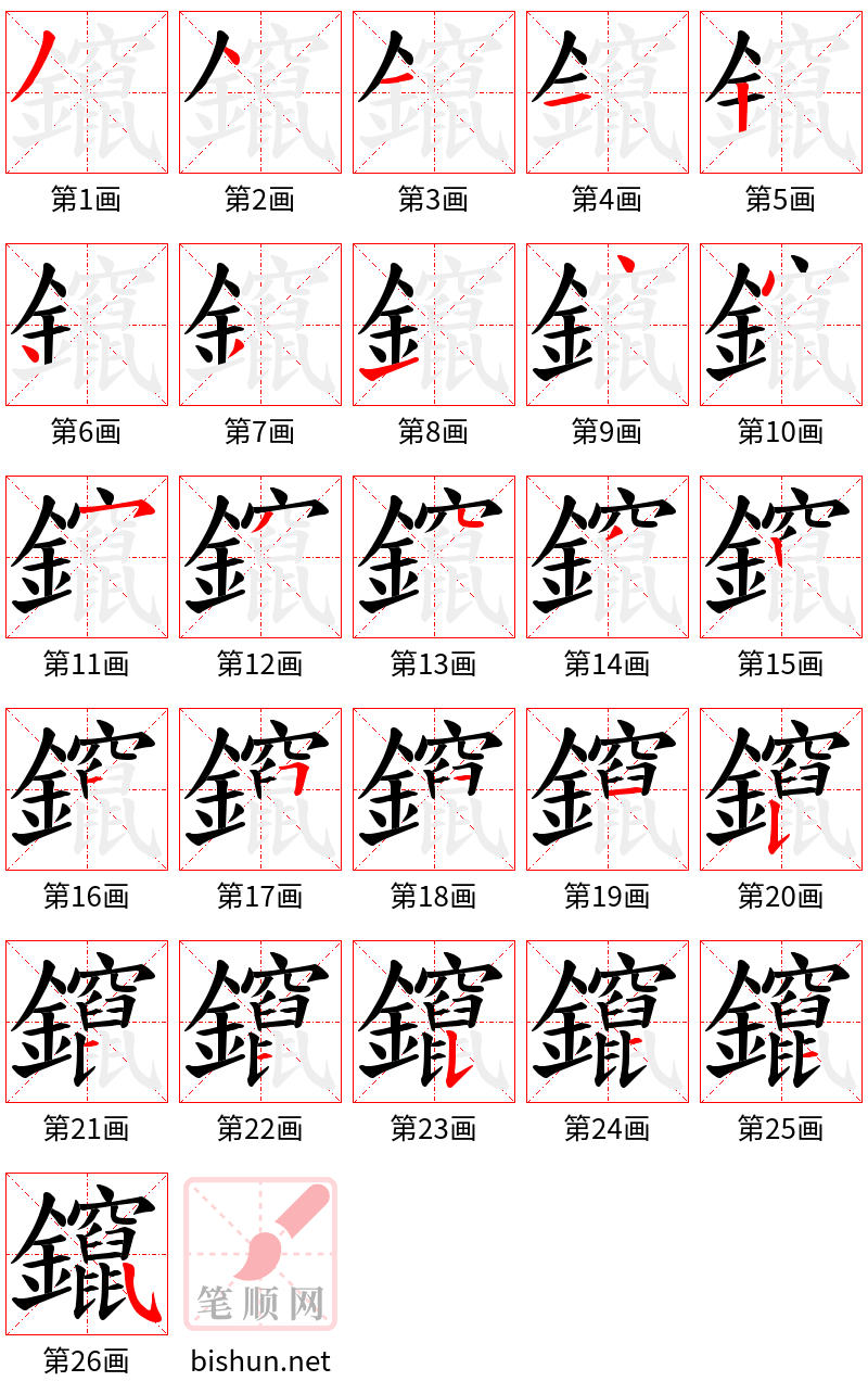 鑹 笔顺规范