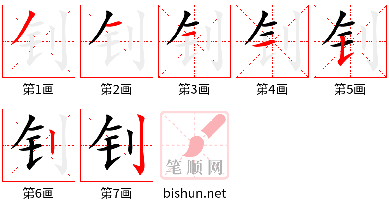 钊 笔顺规范