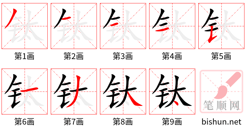 钛 笔顺规范