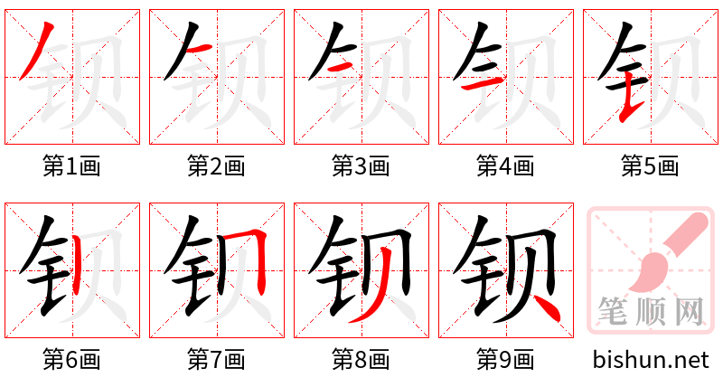 钡 笔顺规范