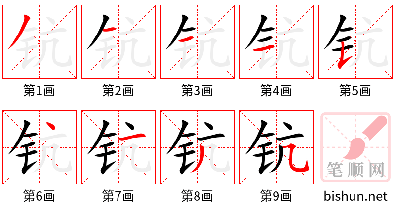 钪 笔顺规范