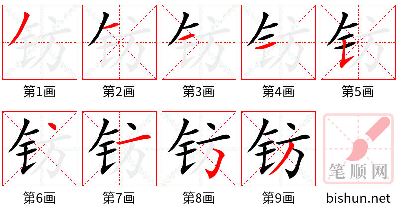 钫 笔顺规范