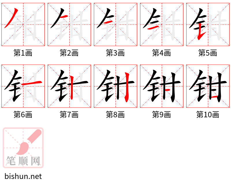 钳 笔顺规范