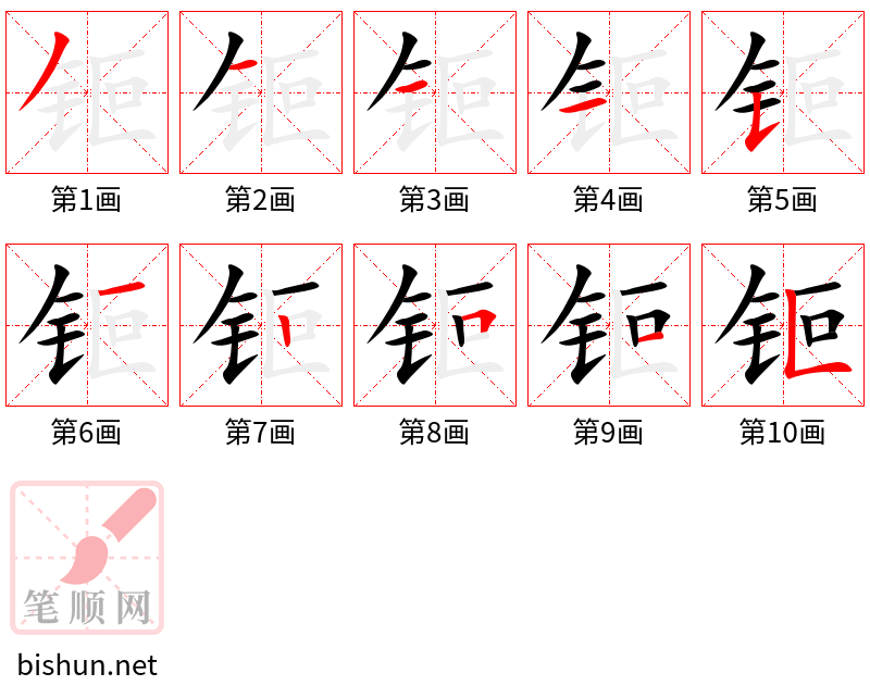 钷 笔顺规范