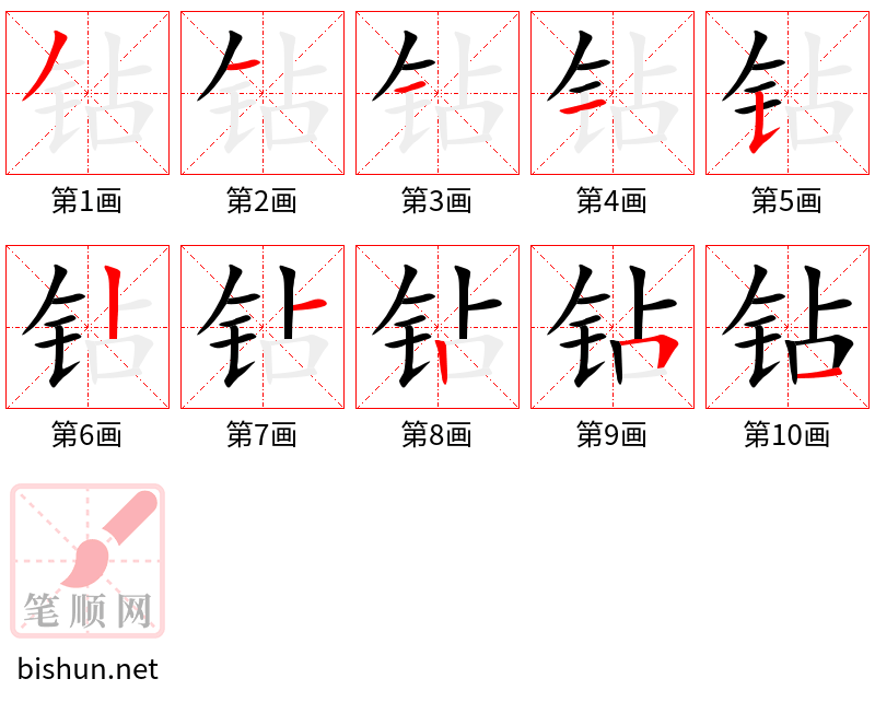 钻 笔顺规范