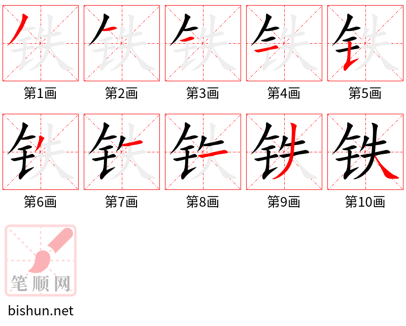 铁 笔顺规范