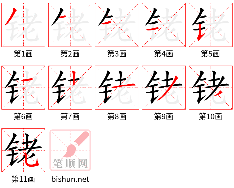 铑 笔顺规范