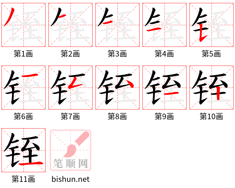 铚 笔顺规范