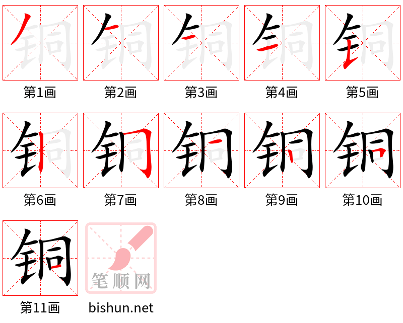 铜 笔顺规范