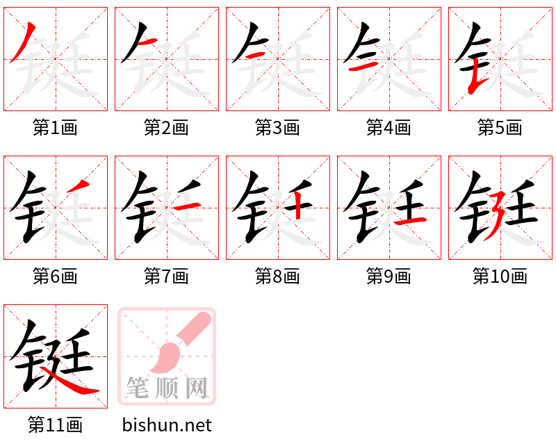 铤 笔顺规范