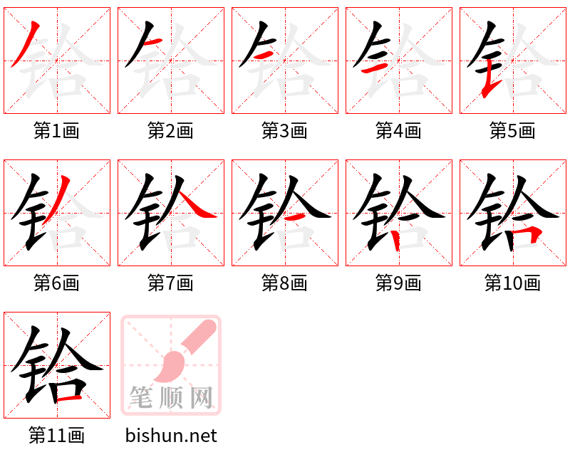 铪 笔顺规范