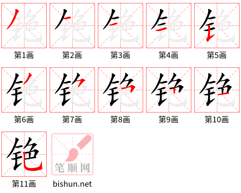 铯 笔顺规范