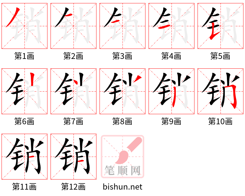 销 笔顺规范