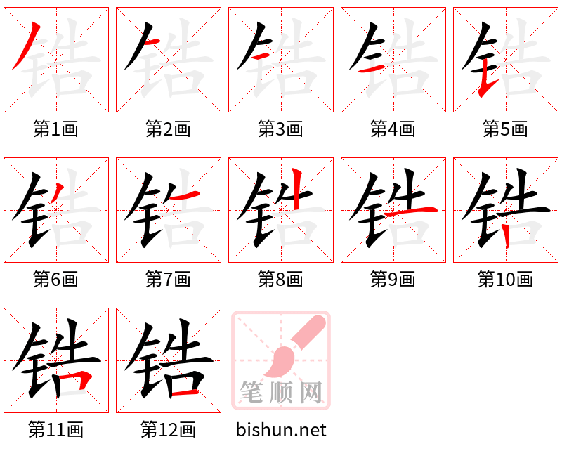 锆 笔顺规范