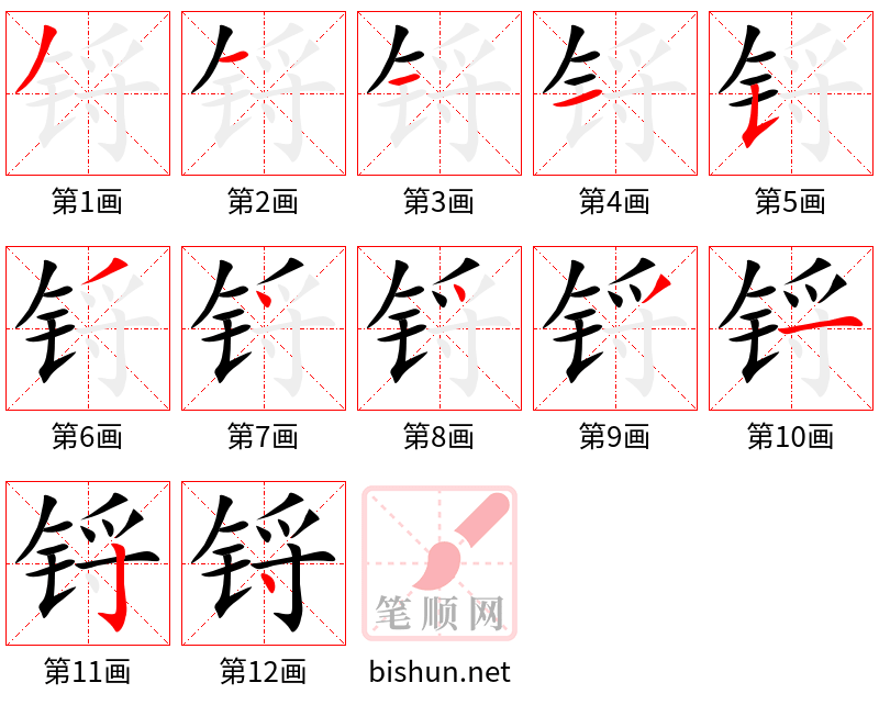 锊 笔顺规范