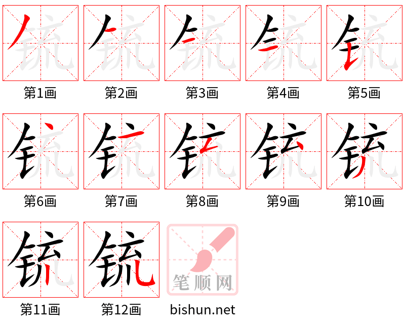 锍 笔顺规范