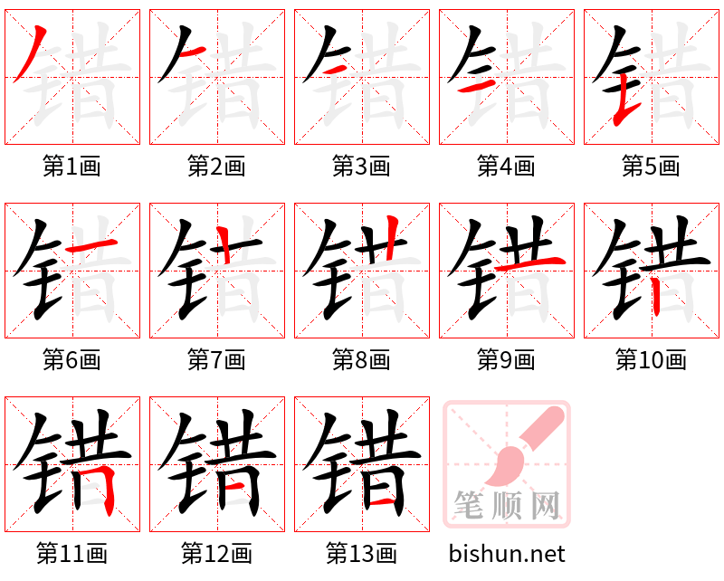 错 笔顺规范